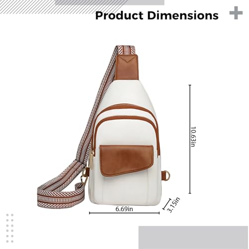 Machify Biała torba na klatkę piersiową ze skóry PU dla kobiet, lekka torba crossbody, torba na ramię na co dzień do podróży, pracy i na co dzień