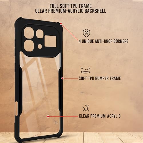 Image of Jkobi Hybrid Back Cover Case for Infinix Note 60 Pro 5G (Shockproof with Polycarbonate Clear Panel | Professional Black)