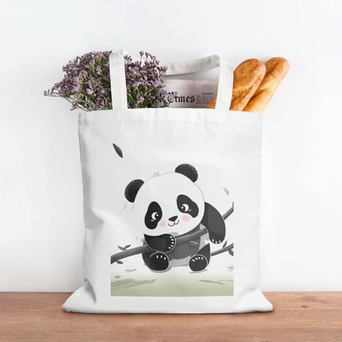 Cute Pandas Large Canvas Tote Bag Cute Travel Shoulder Bag Reusable Washable Shopping Grocery Bags For Women Men3