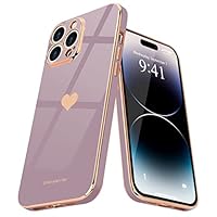 Jmltech Custodia IPhone 14 Pro Max Silicone Morbido – Con Fodera Microfibra E Design Cuore, Colore Rosa Viola - 5