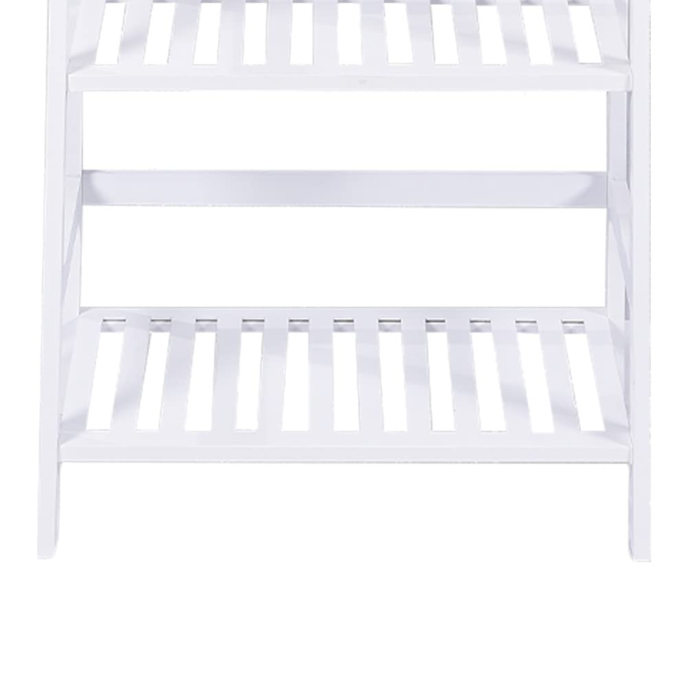 BAKAJI Regał na książki 4 półki z drewna bambusowego nowoczesny design do salonu salonu domowego biura rozmiar 116 x 48 x 32 cm bambus (biały)