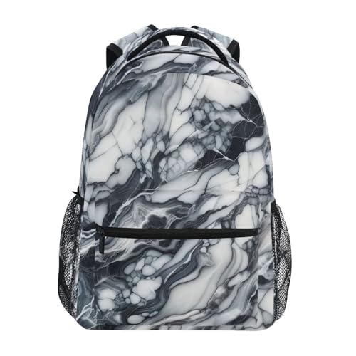 School Bag for Girls, Travel Back Pack, Kids Back to School Supplies, Ideal for Ages 6–14, Marble Texture - Main Image