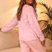 Hnodov Women's Fuzzy Pajama Tops Long Sleeve Fleece Flannel Pj Winter Warm Sleeping Shirts Ladies Pullover Sleepwear Pink