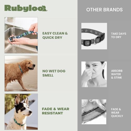 Image of Waterproof Dog Collar (Teal-L 1 inch) and Shammy (1-Pack) Set for Medium Large Dogs Easy Clean Odor Free Drying Gear