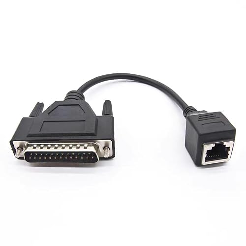 MeitrciL RJ45 to DB25 Male Network Cable, 0.2M Cable DB25 Male to RJ45 Female Connection Cable Adapter Extension for Debugging Cable, Network Switch, Industrial Control Cable (RJ45 to DB25 Male)
