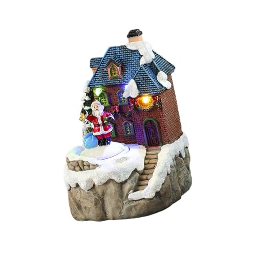 Caja de música de cabina de Navidad con caja musical giratoria de Papá Noel, decoración del hogar para niños, hombres y mujeres, regalo eléctrico giratorio decoración de Navidad