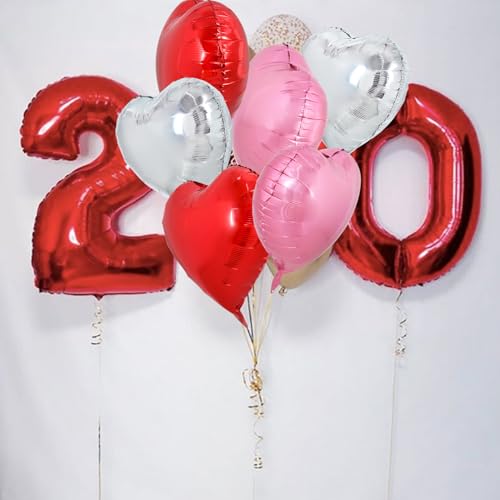 TONIFUL 30 Pcs 18 Inch Red Silver Pink Heart Shape Foil Mylar Balloons by TONIFUL - Used condition - Image 5