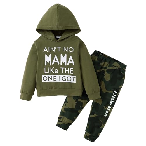 DISAUR Clothes for Toddler Boys Boys Winter Clothes Green Camouflage Sweater and Pants Cycling Suits Fall Outfits for 3t 4t 3-4t