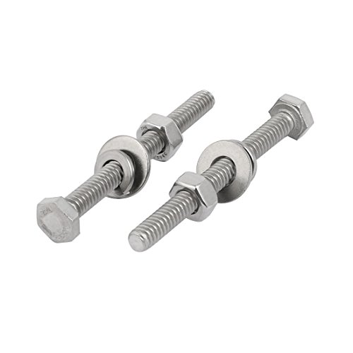 Image of uxcell 10 Set 304 Stainless Steel 1 /4 inch-20 Thread 3 inch Length Hex Bolt Kit w Washer Nut