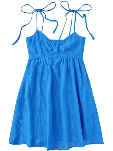 Image of SOLY HUX Women's Summer Mini Sun Dress Cami Tie Shoulder Babydoll Dresses
