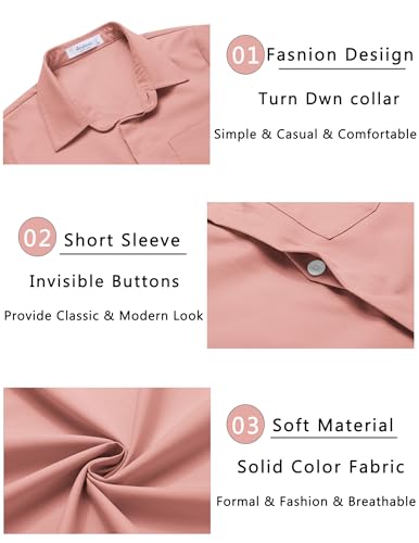 Image of Arshiner Boys Short Sleeve Dress Shirts Solid Button Down Shirts | formal Uniform School Shirt, for 4-12 Years, Hidden Buttons, with Chest Pocket, Regular Fit, Summer Tee top for Kids