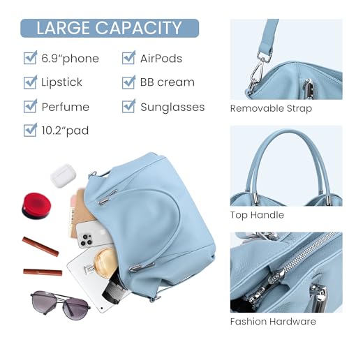 Image of HESHE Leather Shoulder Purses for Women Tote Handbags Satchel Hobo Handbag | Designer Genuine Leather Travel Top Handle Work Bag Ladies Crossbody Purses Adjustable Straps Large Capacity Zippered Closure