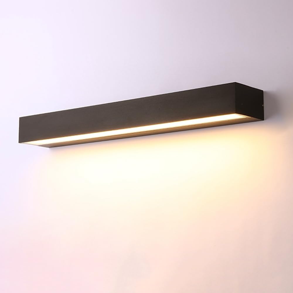 FZQSXAZU Modern Minimalist Linear Wall Sconce, Waterproof Black Outdoor Lighting | LED Mount Fixture for Porch, Exterior Lamps