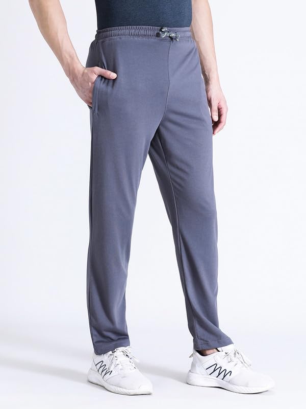 Image of CROCODILE Men Solid Regular Fit Track Pant | Mid Rise | Drawstring Waist | Regular Length | Casual Sports Lounge Bottomwear Jet Black