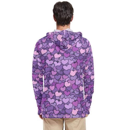 Wudan Purple Hearts Day Purple Hearts Men Sun Protection Hoodies Long Sleeve Hooded Fishing Shirts UPF 50+ Sport Shirt S3