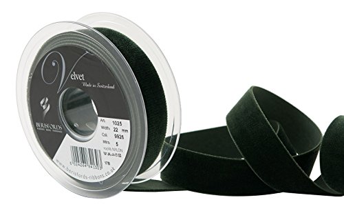 Berisfords Velvet Ribbon, Olive, 10.2 x 3 x 10.2 cm, 10.2 x 3.0 x 10.2 cm