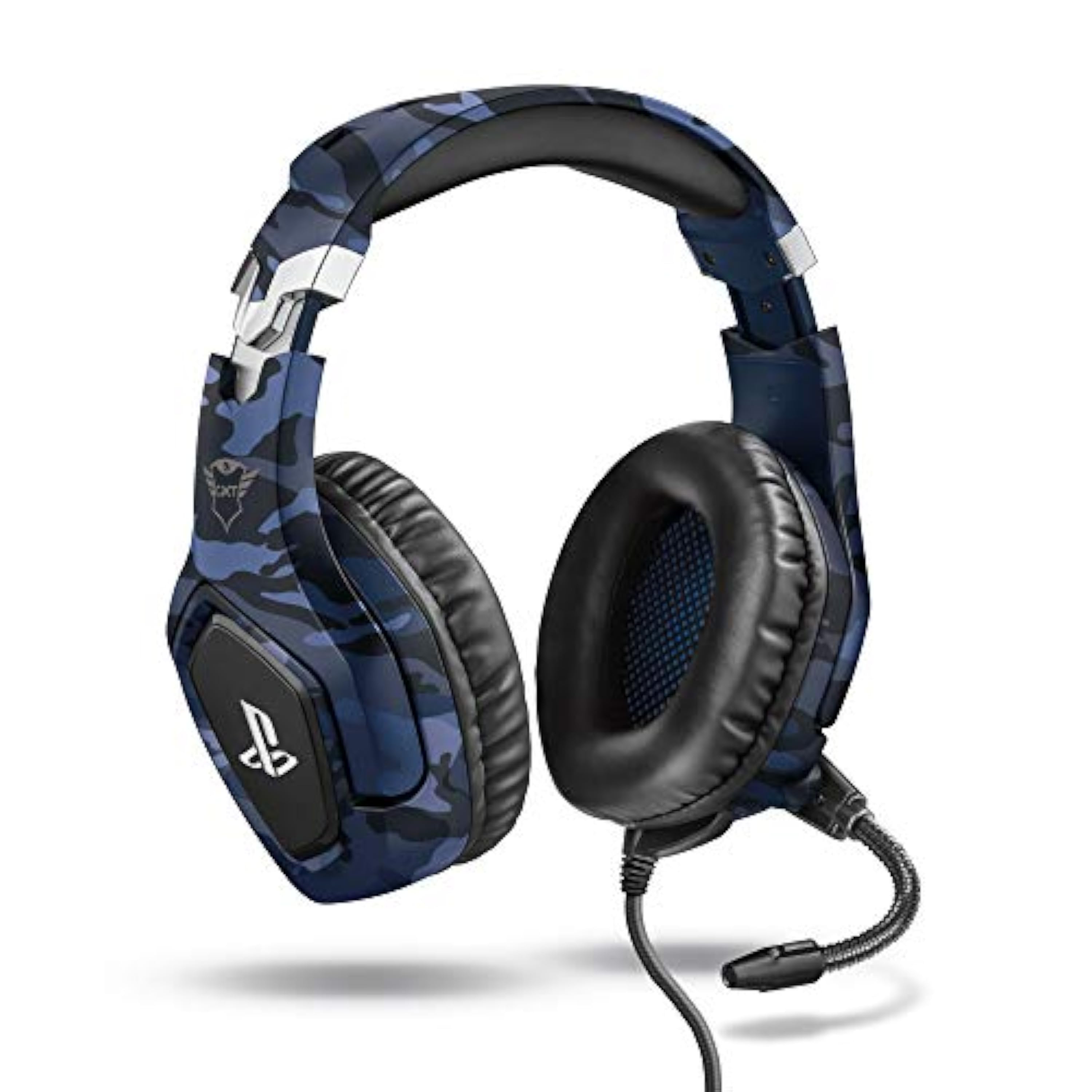 GXTrust 488 Forze-B Gaming Cascos PS4 y PS5 Auriculares Gaming Licencia Oficial para PlayStation, Micrófono Plegable, Altavoces Activos de 50 mm, Cable Trenzado de Nailon 1.2 m, Azul