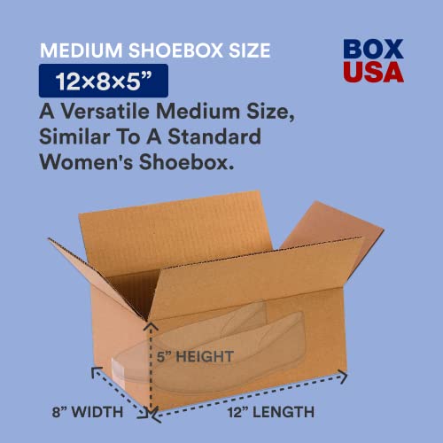 Image of BOX USA Shipping Boxes 12 inchL x 8 inchW x 5 inchH, 25-Pack Small Corrugated Cardboard Box for Shipping, Packaging, Moving, Storage Box for Home or Business, Strong Wholesale Bulk Boxes