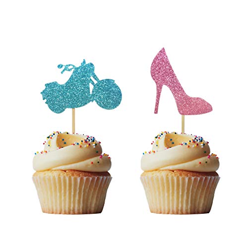 24 Adornos con purpurina para reveal party y baby shower