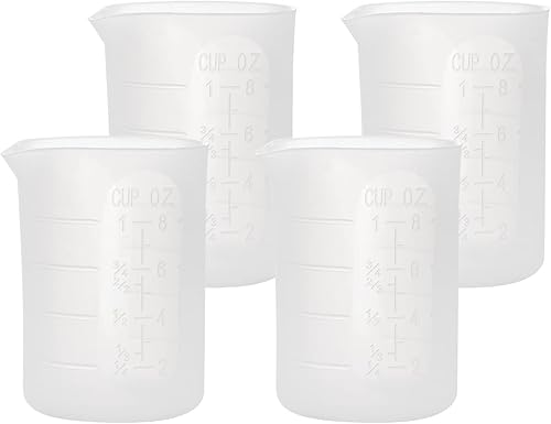 Gartful - Vasos medidores de silicona de 8.5fl oz, 4 unidades, grandes, antiadherentes, reutilizables, de silicona, duraderos, fáciles de limpiar,