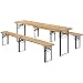 Produktbild Juskys Holz Bierzeltgarnitur 220 x 50 cm | klappbar | 3-teilig | 2 Bierbänke & Biertisch | Festzeltgarnitur Biertischgarnitur Gartenmöbel-Set
