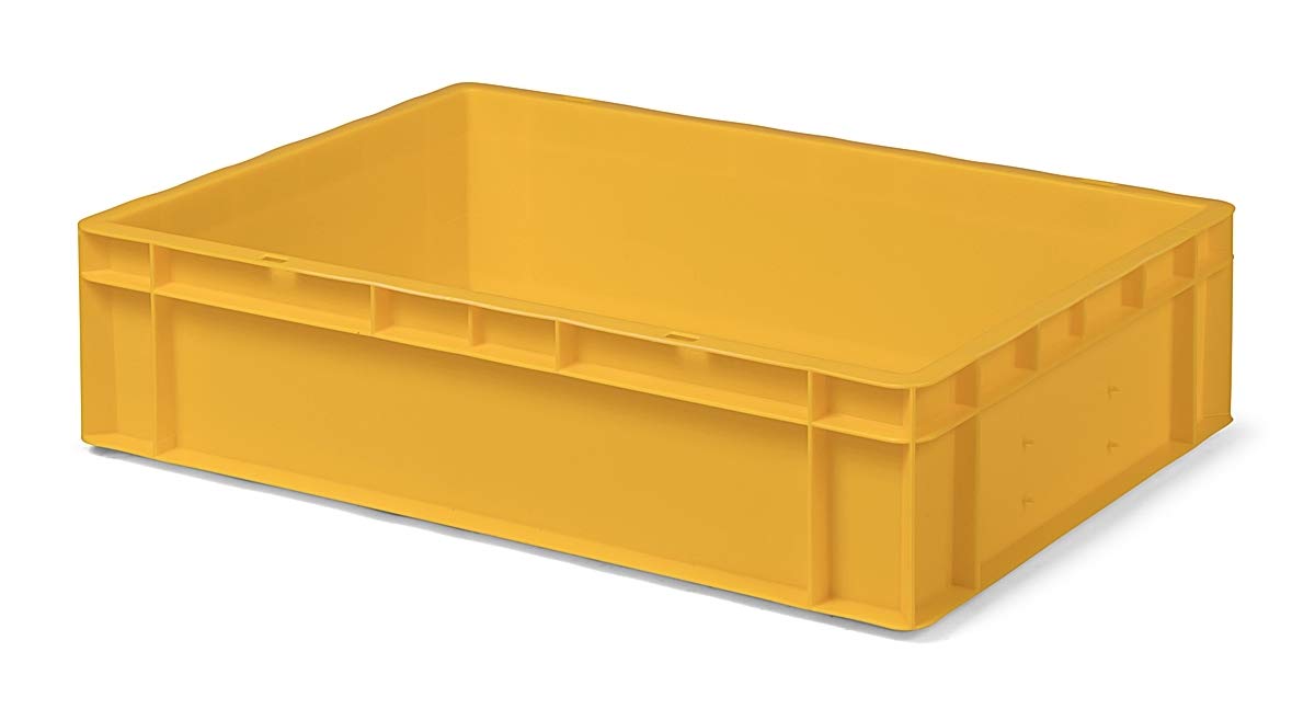 4 sztuki pojemników transportowych TK614-0 żółte, dł. x szer. x wys. 600 x 400 x 145 mm, z PP, pojemność: 26 litrów, prawdziwa jakość przemysłowa nadaje się również do żywności