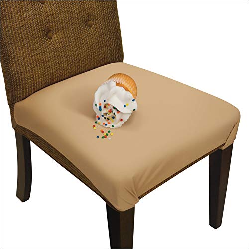 SmartSeat Dining Chair Cover and Protector (Sandstone Tan), Removable, Waterproof, Machine Washable, Stain Resistant, Soft, Comfortable Fabric for Kids, Pets, Entertaining, Eldercare