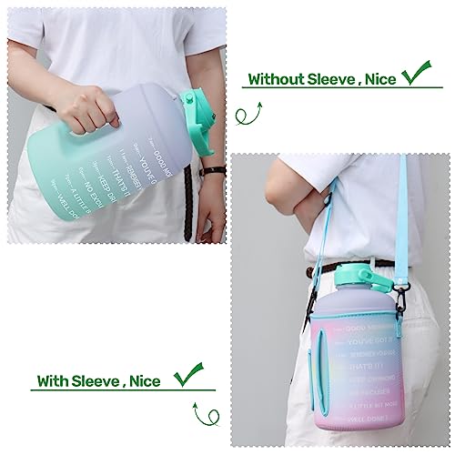 Image of QuiFit 1 Gallon Water Bottle - with Straw & Motivational Time Marker Leak-Proof BPA Free Reusable Gym Sports Outdoor Large(128OZ /73OZ) Capacity Water Jug