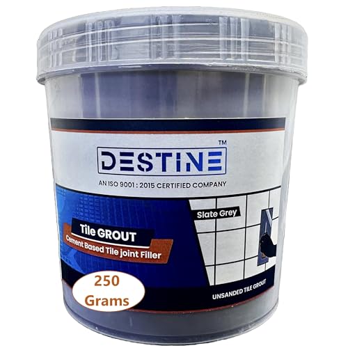 Image of DESTINE READY-TO-MIX inchTILE GROUT inch (16 COLOURS) (ALL PACKS: 100 Gm,250 Gm,400 Gm,800 Gm,1 Kg), Waterproof, Crack Filler, Cement Based Tile Gap Filler (250 Gm, Slate Grey)