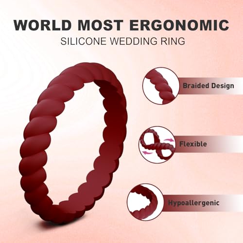 Image of Egnaro Women's Silicone Anniversary Rings, 2.5mm Wide 1.8mm Thick Stackable Rubber Wedding Band, Thin Stylish Comfort Fit Silicone Ring for Nurse, Workout, Work, Pregnancy, Travel, Daily Gift