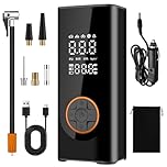 Corded/Cordless Dual Purpose Digital Tyre Inflator,Portable Air Compressor,Car Tyre Pump,Supports Preset Tyre Pressure and Auto Shutoff,with LED Lights for Car Tyres and Other Inflatable Devices