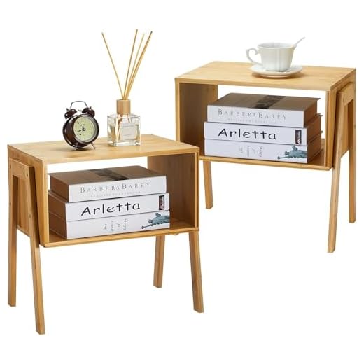 Stylish Bamboo Stackable End Tables Set