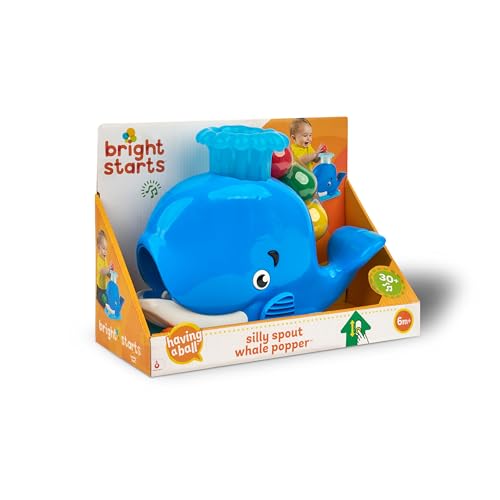 Bright Starts Silly Spout Whale Popper Ballspielzeug mit Musik Lichtern und 3 bunten Bällen, Mehrfarbig