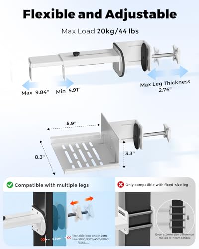 Image of JOY worker Under Desk PC Mount for Standing Desk, Clamp-On Leg CPU Holder