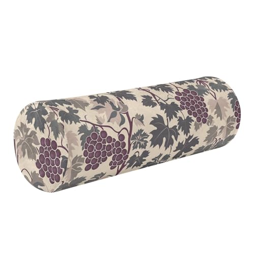 miaozhen William Morris Grape Purple Bolster Pillow Spa Memory Foam Neck Roll Pillow for Sleeping almohada para Yoga 5.5''x17''