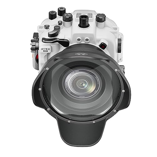 Image of Professional Waterproof Camera Housing Case Compatible with Sony A7iii A7riii, 40M /130FT Depth Underwater Protection (White, Dome Port)
