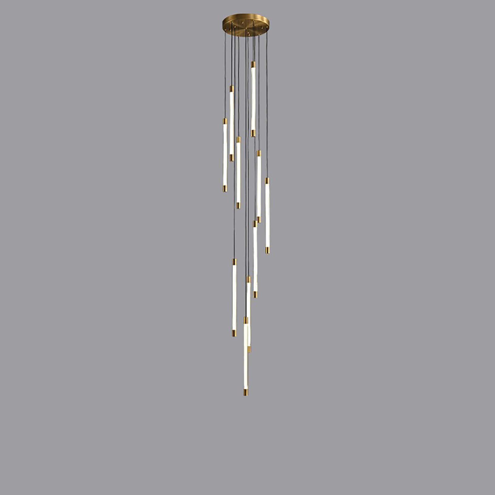 KXEcoLife Gold Minimalist Strip Chandelier - Nordic Stair Long Light Fixture For Living Room Or Staircase
