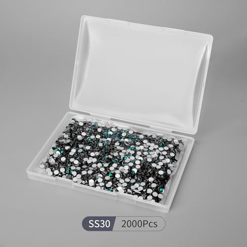 Image of 2000PCS Emerald Rhinestones Bulk, Flat Back Crystal Glass Stone Round Gems,SS30, 6.4-6.6mm