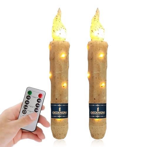 Image of Magical Candlesticks Flameless Taper Candle, 2pcs White LED Tapered Candles Remote Dipped Candle 6inch Battery Chandelier for Enchanting Weddings and Harry Potter Inspired Vigils(LW2P-WH)