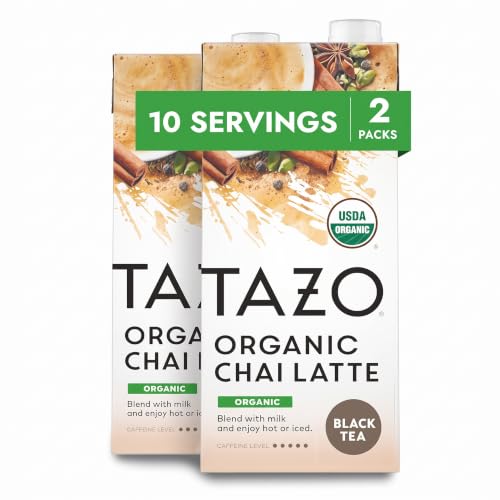 TAZO Organic Chai Latte Concentrate, Hot or Iced Black Tea, Easy-to-Serve, Everyday Lattes and Mocktails, 32 oz Carton 2 Count (Pack of 2)