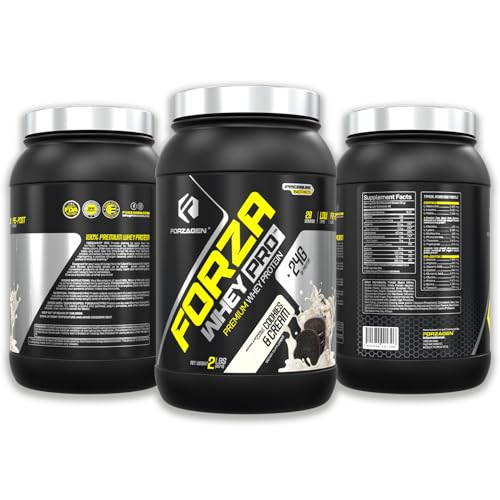Forzagen Whey PRO Low Carb Protein Powder | 24g of Protein per Serving, Low-Sugar, Premium Whey for Shakes & Mixes for Men & Women, BCAA | Cookies & Cream, 2 lbs. (28 Servings)