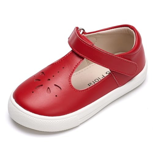Felix & Flora Toddler/Little Kid Girls Running Shoes Glitter Sneakers Princess Fashion Casual Sports Shoes(Red,5 Toddler)