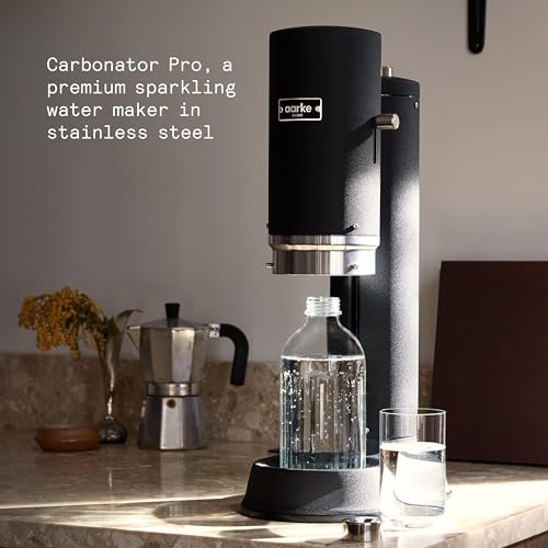 Aarke Carbonator Pro, Sparkling & Carbonation Water Machine, Stainless Steel with Glass Reusable Bottle Volume 800 mL/27 fl oz (Matte Black) - Thumbnail 5