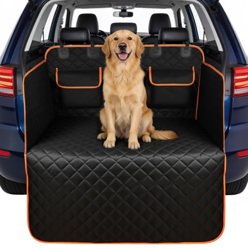 AUYAO Protection Coffre Voiture Chien, Universel Housse de Protection Couverture Imperméable et Antidérapant, avec Protection Latérale 3 Grandes Poches,...