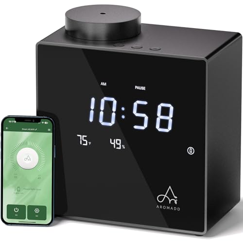 2026 Smart Waterless Diffuser, 2000 Sq.Ft Cold Air Scent Machine with Clock & Environmental Display | 7 Fragrance Levels, 9 Timer Settings, Hotel Collection Diffuser for Home & Large Rooms (Black)