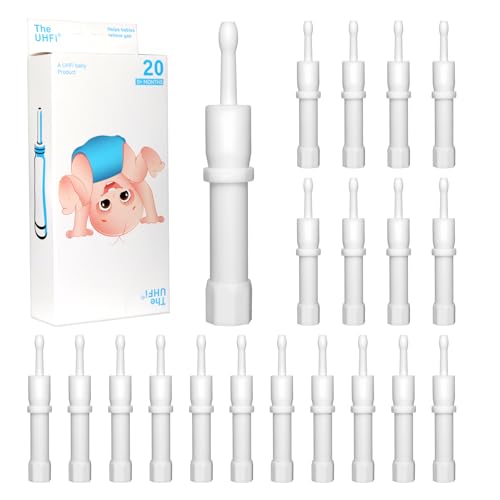 Image of uhfi Gas and Colic Reliever for Babies, Baby Gas Colic Relief, Natural Solution for Baby Colic and Gas Relief, 100% Safe & Effective Instant Constipation Relief for Babies, 20 Count (White)