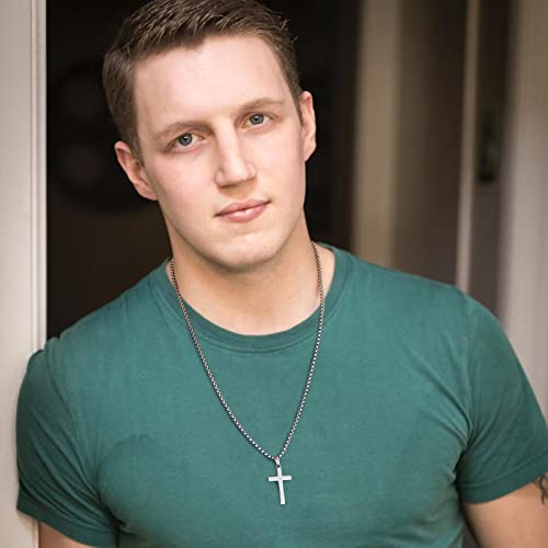 Cross Necklace For Son Gifts, Sterling Silver Pendant Cross Necklace Jewelry Son Gifts Necklaces Birthday Graduation Gifts For Him Men Son Christmas Gifts For Son Baptism Gifts For Boys Son #TOP3