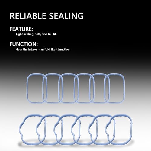 Image of 12PCS Intake Manifold Gasket for Manifold Connection,Upper & Low Intake Plenum Gasket OEM#5184331AC 5184562AC,Intake Manifold Gasket Set Compatible with Jeep Chrysler Dodge, Light Blue
