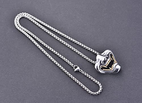 Hannya Necklace Japanese Jewelry Devil Mask Necklaces Samurai Shogun Helmet Mask Good Luck Charm