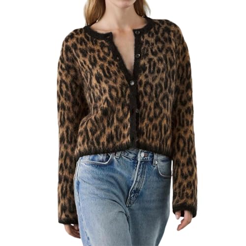 Sweater for Women Leopard Cardigan Button Up Sweaters 2024 Long Sleeve Open Front Jackets Y2k Cheetah Print Sweater Top